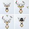 Watercolor Deer Dress Up Fabric Wall Decal, Peel and Stick Removable Fabric Stickers