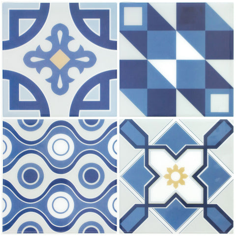 Peel and Stick Tile Stickers Pack of 5 Ranua Blue, Self Adhesive Wall Tiles