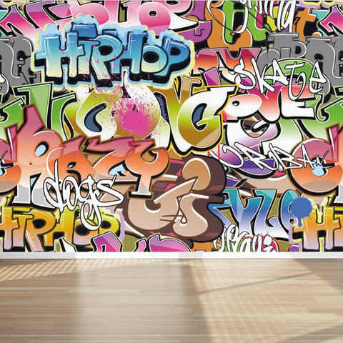 Street Art Graffiti Large Wall mural Hip-hop - Peel and Stick Fabric Wallpaper