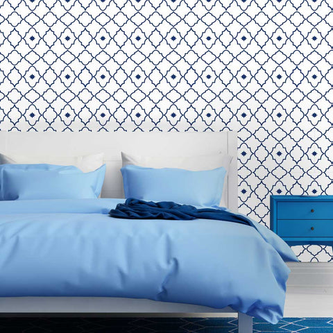 Moroccan Geometric Tansikhte Self adhesive Peel and Stick Fabric Wallpaper