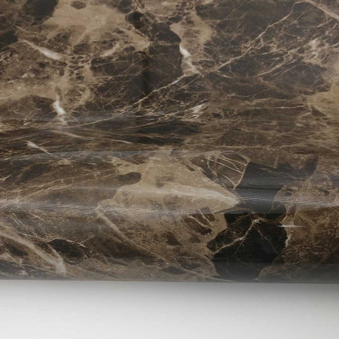 Marble Contact Paper Peel & Stick - Dark brown Glossy 24" x 78.7" Roll