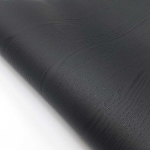 Matte Black Wallpaper Painted Look Wood Grain Self Adhesive Paper Midnight