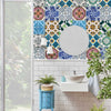 Tile pattern fabric wallpaper Ramlia, wall art peel and stick wall mural