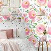 Watercolor floral pattern wallpaper peel and stick wall mural Fabric Wallpaper