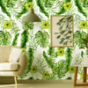 Tropical wallpaper peel and stick wall mural watercolor Cadiz, Removeable Fabric Wallpaper