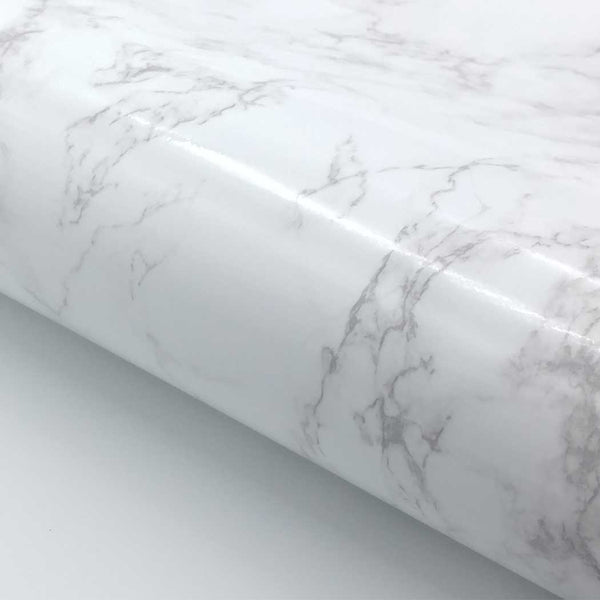 Marble Contact Paper Peel & Stick - White Glossy 24" x 78.7" Roll