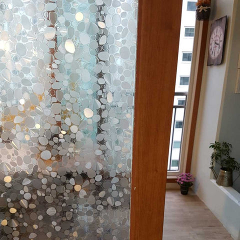 No Glue Window Pebble Decorative Film Privacy Film Jazmin for Home Kitchen Living Room 19.6" x 78.7"
