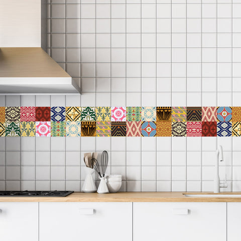 Decorative Tiles Stickers Oslo - Pack of 16 tiles - Tile Decals for Walls Kitchen Bathroom