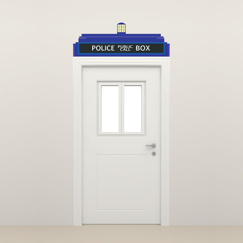 Dr Who Tardis Police Call Box Door Topper, Peel and Stick Fabric Decal